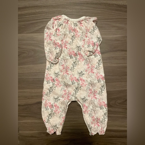 Feather BabyFloral Pink and Cream Kids Footie size 0/3M - Picture 2 of 4